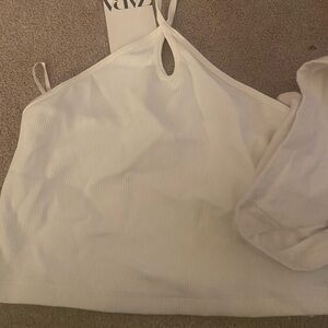 zara tie neck top